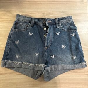 Hollister Blue Jean Shorts with Butterfly Design
